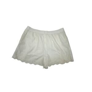 Anthropologie White Cotton Pleated Eyelet Scalloped Hem Shorts XL